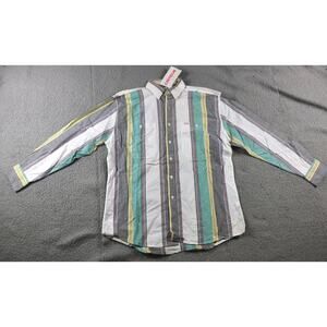 New Campus Shirt Mens Medium Multicolor Striped Cotton Long Sleeve Vintage